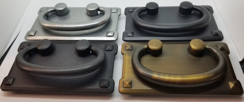 DISTRESSED BLACK DOUBLE Horizontal Mission Style Drawer Pull patina rustic antiq gallery