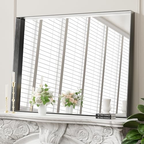 30x40 Inch Metal Framed Bathroom Mirror for Wall, Rectangle 40"L x 30"W Black gallery