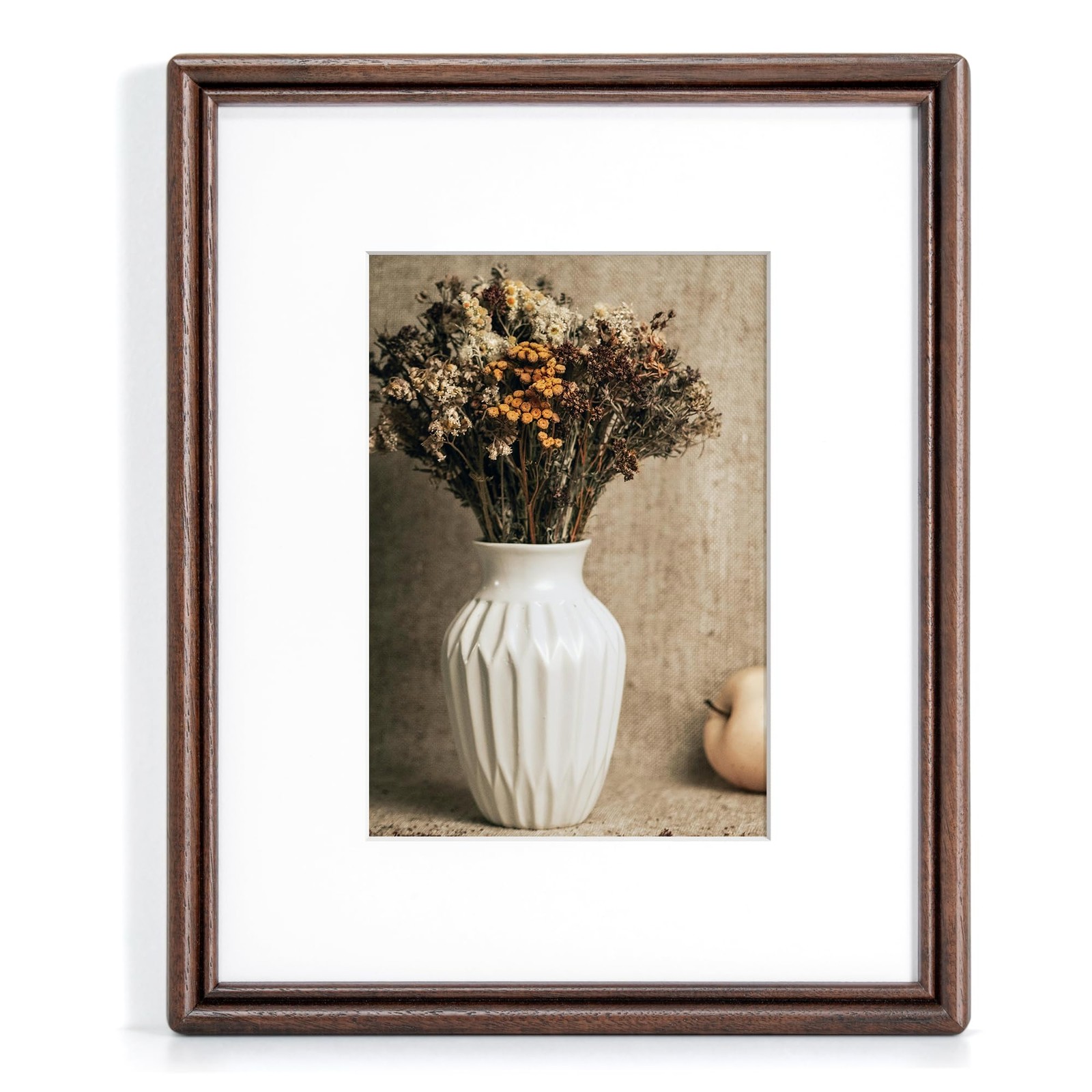 8x10 Inch Solid Walnut Wood Picture Frame Tempered Glass Matted To 5x7 Photo gallery