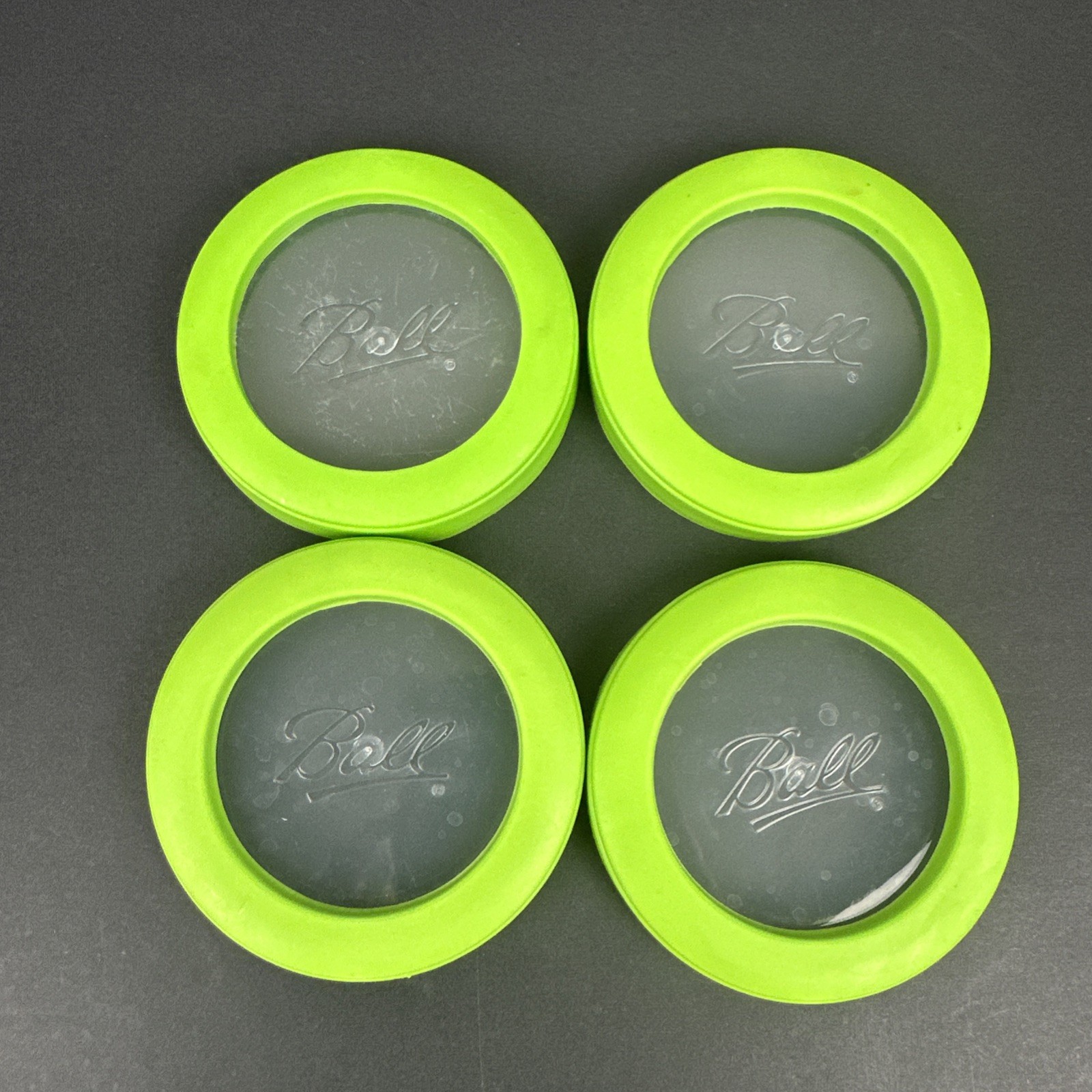 4 Vintage Ball Plastic Freezer Jars Snap-on Green Lids ONLY 8 oz 1 Cup 1/2 Pint gallery
