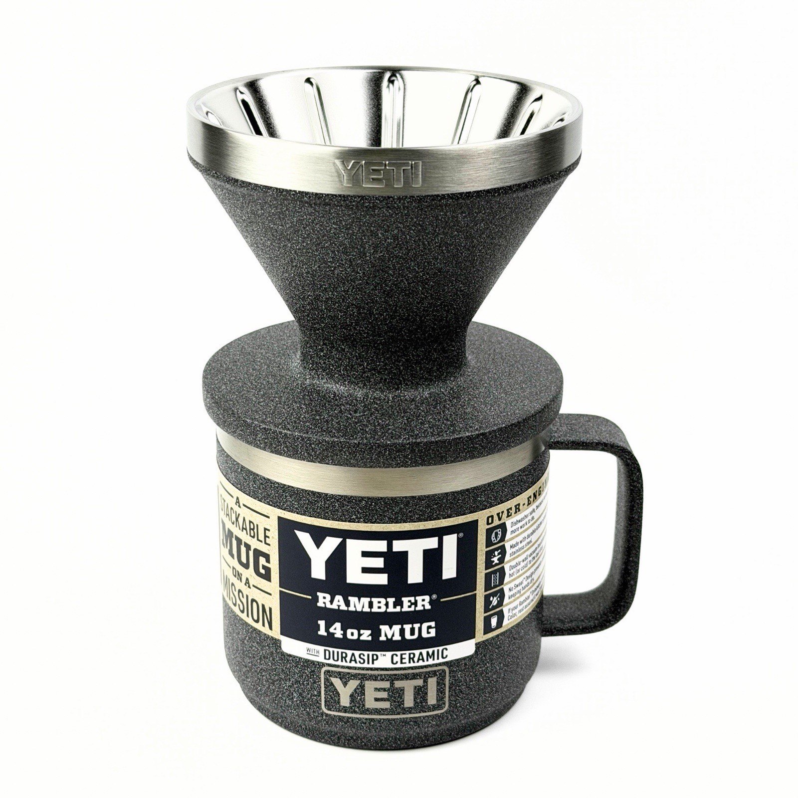 YETI Pour Over Coffee Maker + 14 oz Ceramic Mug Black Stone – Retired Rare Set gallery