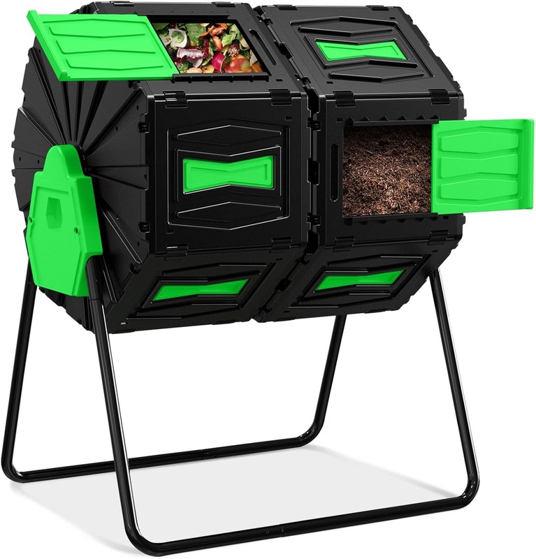 Large Composter Bin 45Gal Heavy Duty Compost Bin Outdoor Dual Chamber Tumbling gallery