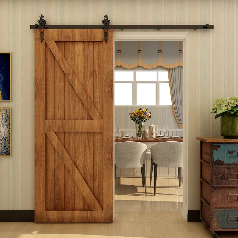 4FT ~ 20FT Sliding Barn Door Hardware Track Kit for Single/Double Vintage Roller gallery