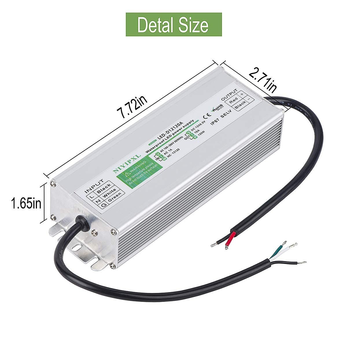 12V 120W LED Driver Waterproof IP67 Power Supply Transformer 100V~260V Input gallery