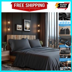 Queen Size 4 Piece Sheet Set, Lightweight Super Soft Easy Care Microfiber Com…