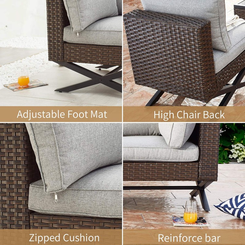 Patio Armless Sofas Outdoor Seating X-Leg Patio Conversation Set Furniture Se... gallery