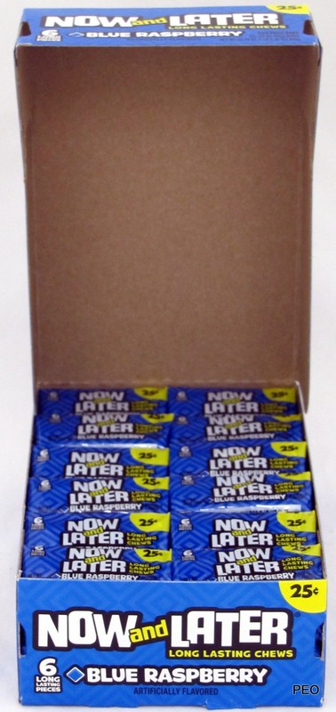 Now and Later Blue Raspberry Candy Chews 6-pc 24 Count Bars Candies Bulk Taffy gallery