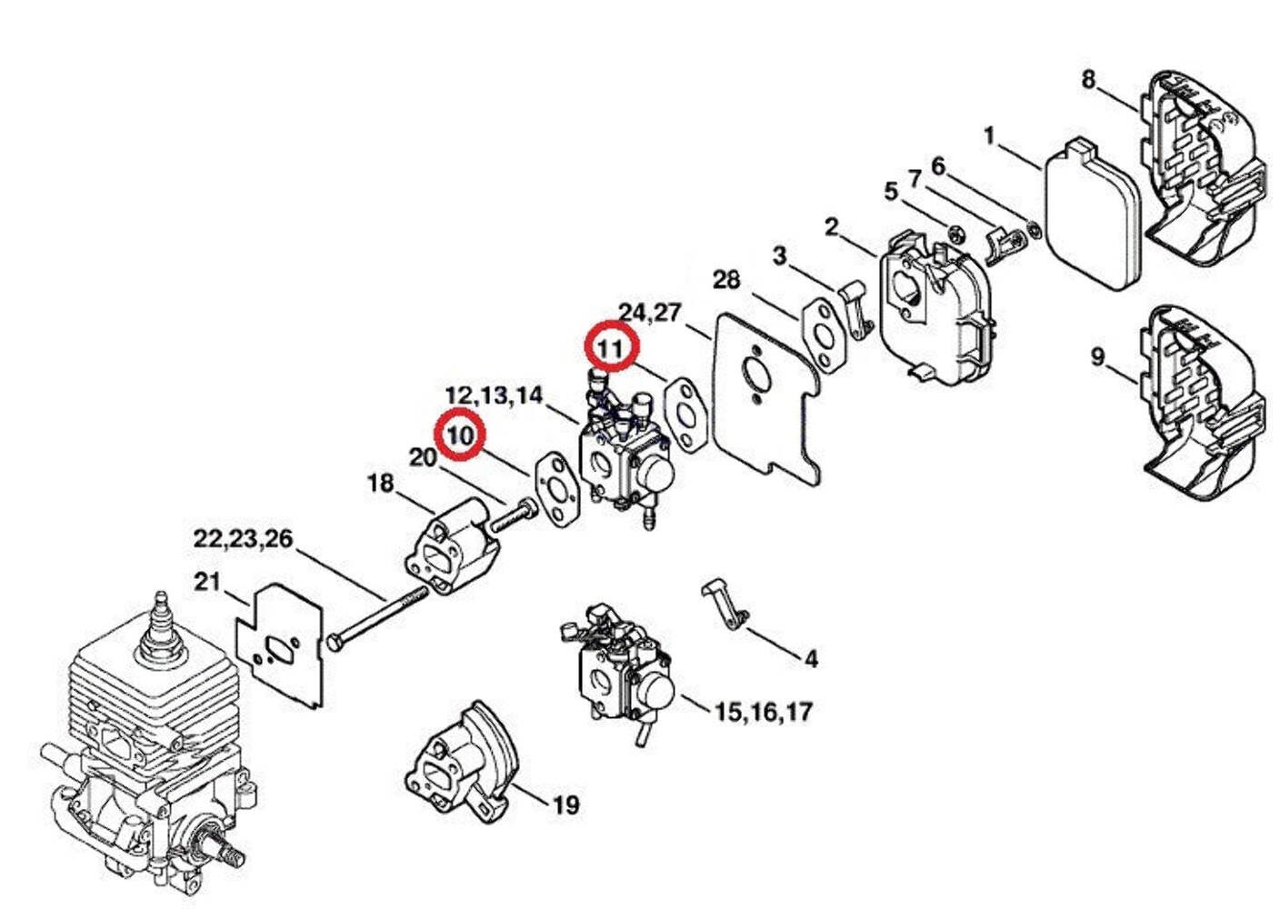 Proline® Carburetor Intake Gasket Set For Stihl BG45 BG55 BG65 BG85 Blower gallery