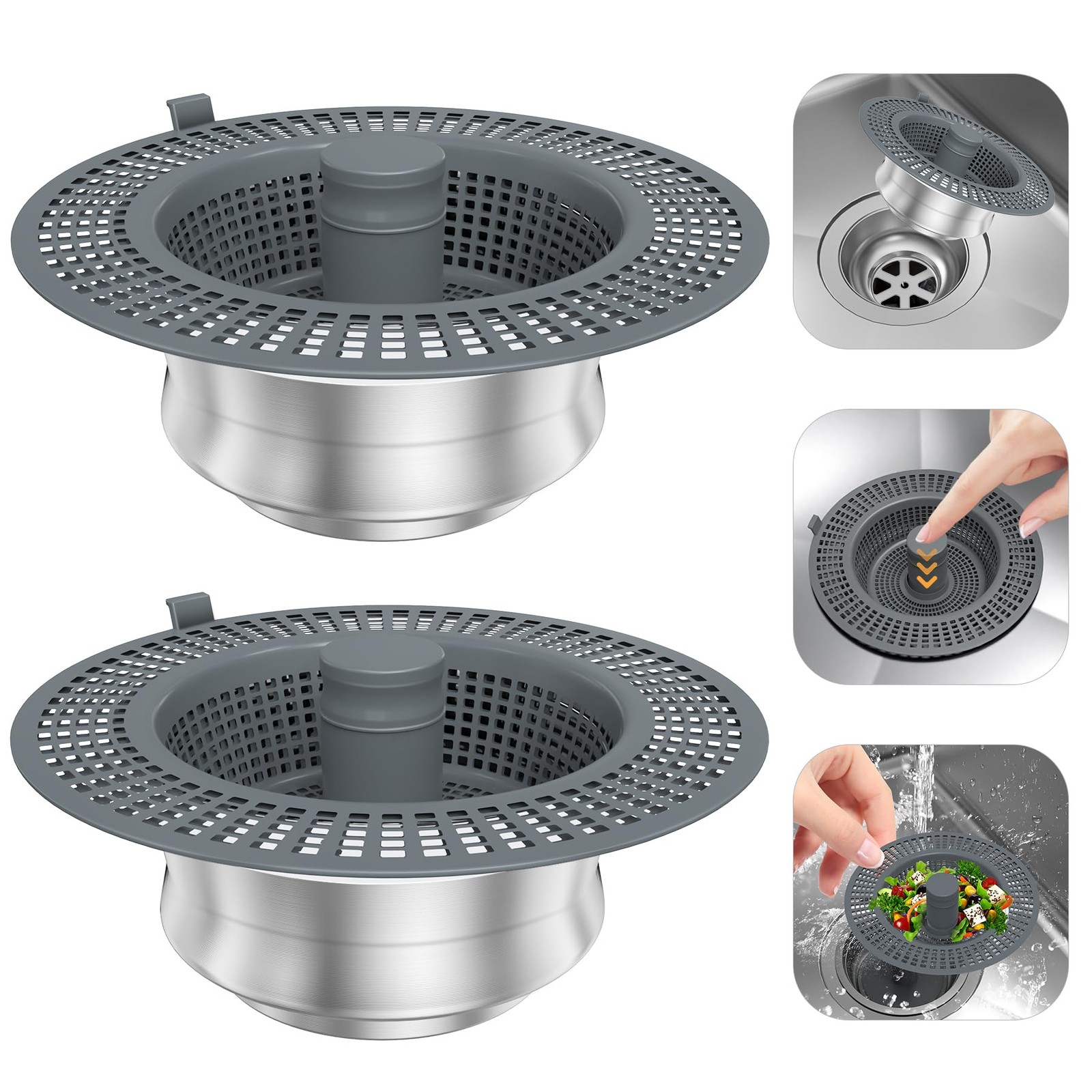 2 Pack Non-Standard 3 in 1 Kitchen Sink Drain Strainer for Sink Drain Width 3-3. gallery