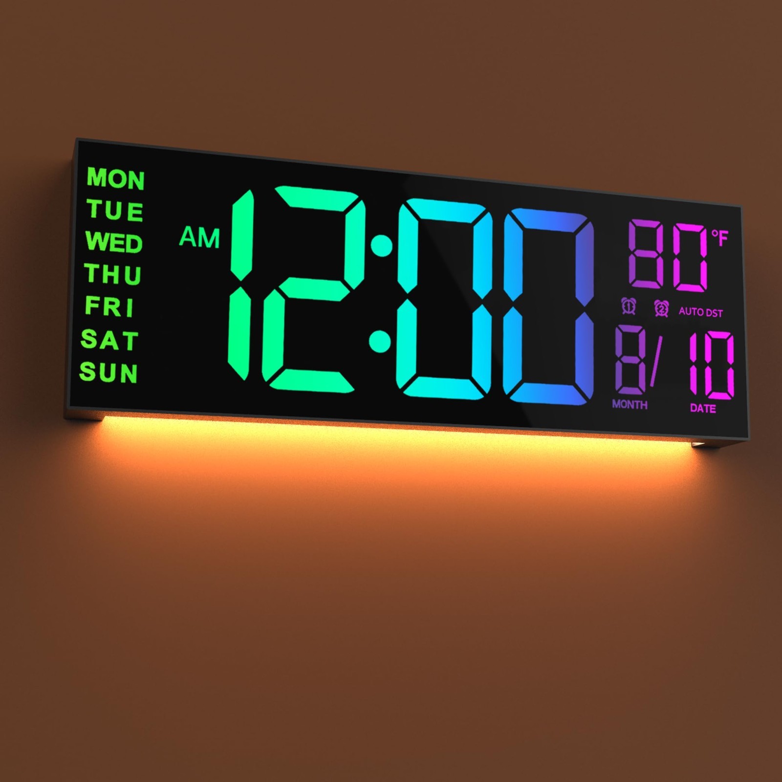 LED Wall Clock 16" with Large Display, Alarm,Timer, Temp,Date & Soft Night Light gallery