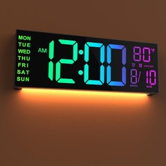 LED Wall Clock 16″ with Large Display, Alarm,Timer, Temp,Date & Soft Night Light