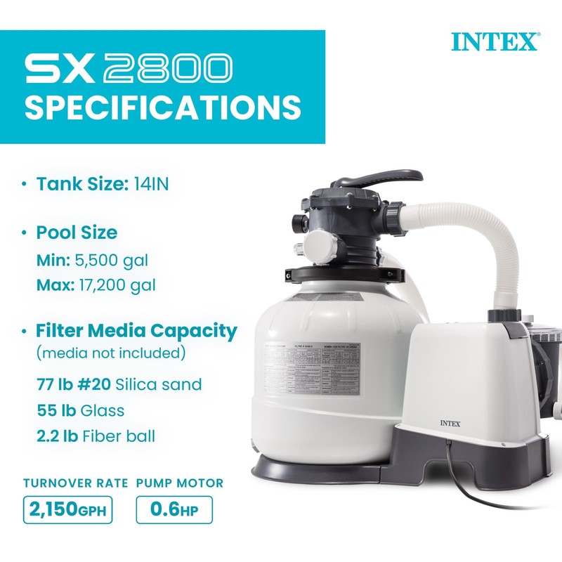Pump 2800 GPH Sand Filter Automatic Timer Gray Intex 26647EG Pool Krystal Clear gallery