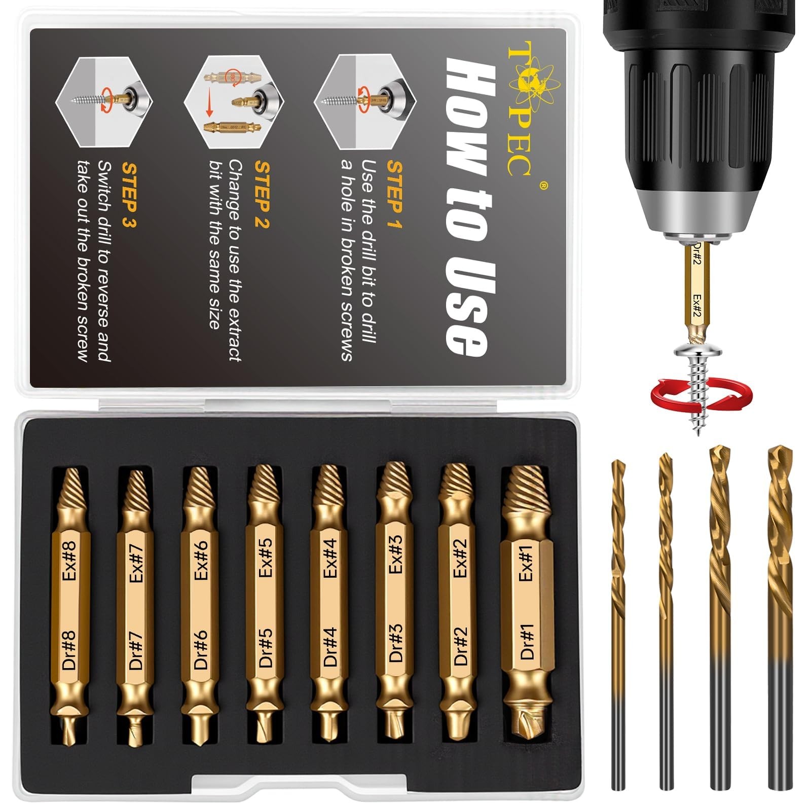 13-Pcs Screw Extractor Set Easy Out Drill Bits Set for Removing Stripped Screws gallery