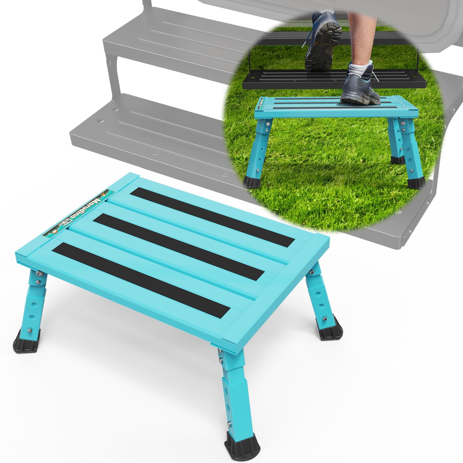 Marudina Large Platform RV Steps, 3-Level Adjustable Height Aluminum Folding Ste gallery
