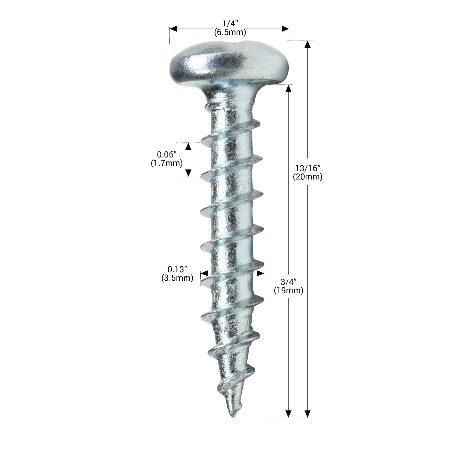 100 Pack #6 x 3/4" Pan Head Phillips Deep Thread Wood Screws Nickel gallery