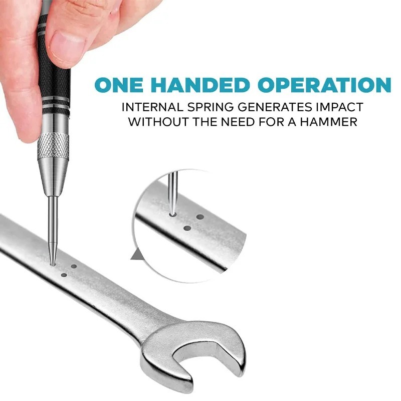 2 Super Strong Automatic Centre Punch Adjustable Spring Loaded Metal Drill TooL gallery