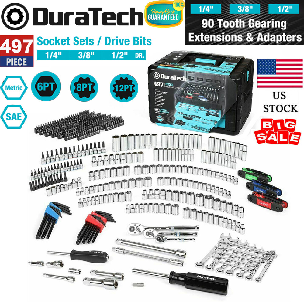 DURATECH 497 Pieces Mechanics Tool Set Ratchet Sockets Wrench Set SAE Metric NEW gallery