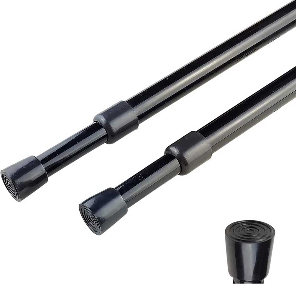 2 Pack Adjustable Curtain Rods 28â€“43" Spring Tension Window Rods Black