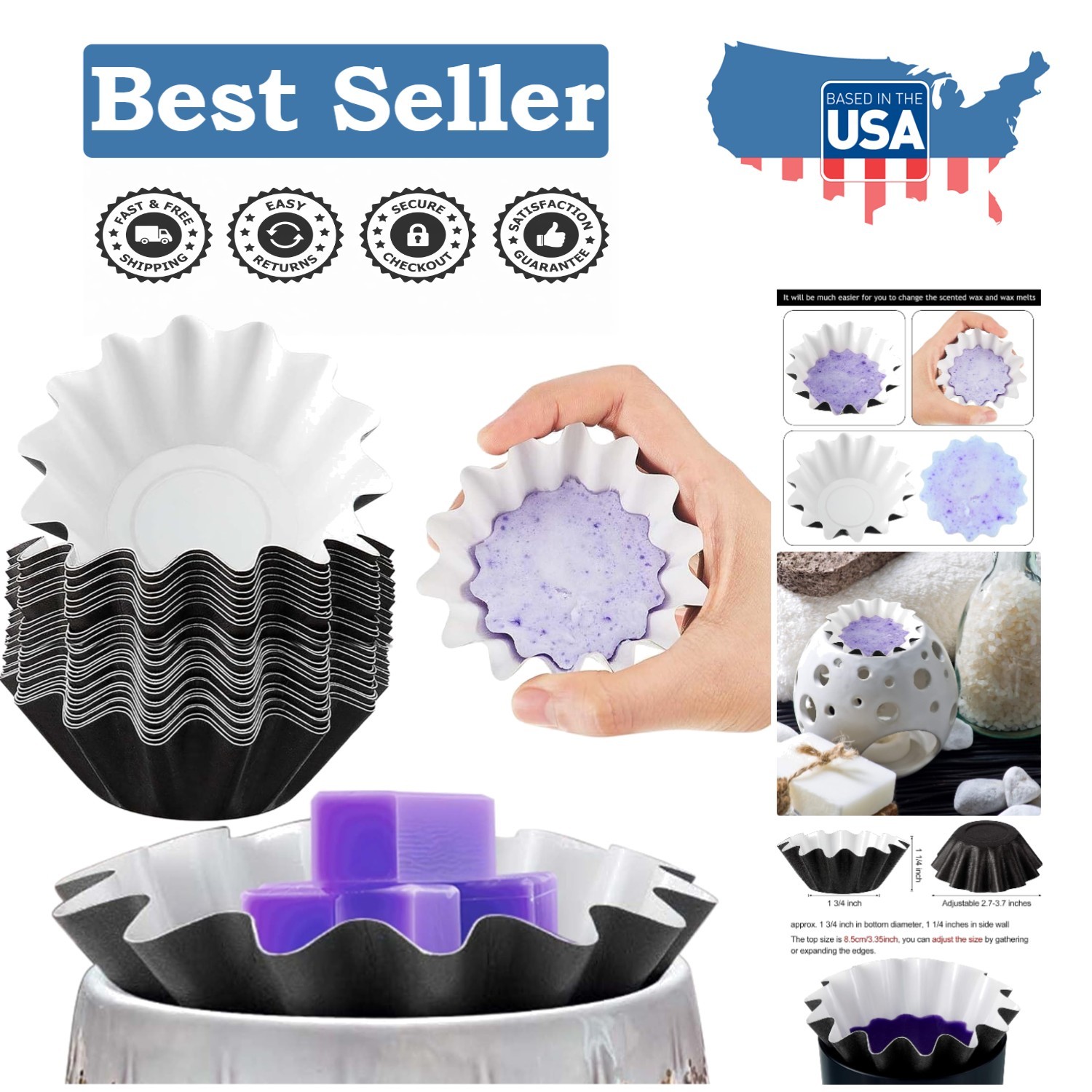 Black Reusable Wax Melt Liners - Pack of 25 Leakproof Cups for Quick Scent Swaps gallery