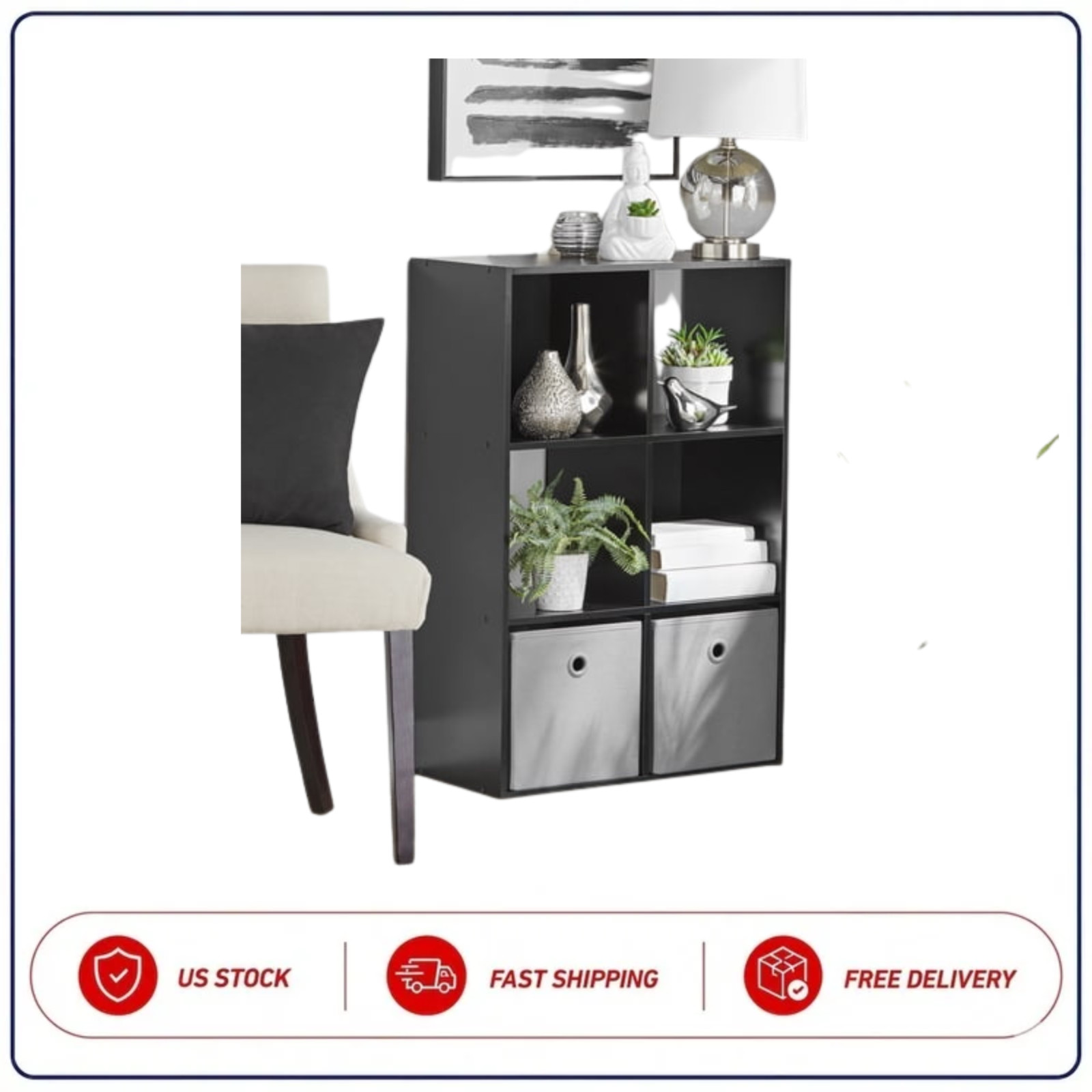 6 Cube Storage Organizer Bookcase Display Shelf Storage Unit gallery
