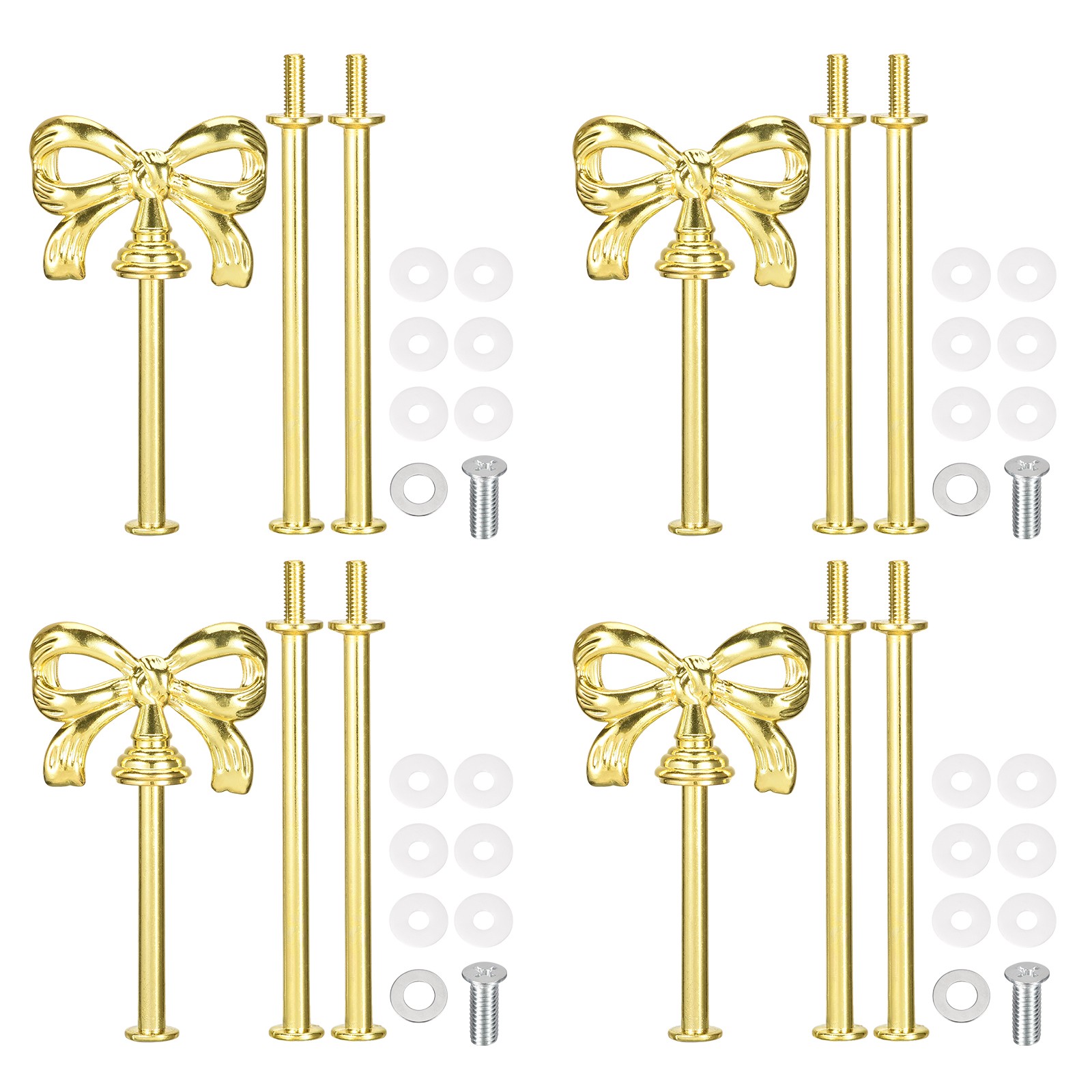 4 Set 3-Tier Cupcake Stand Hardware Fittings for Cake Stand Bow-Knot Gold gallery