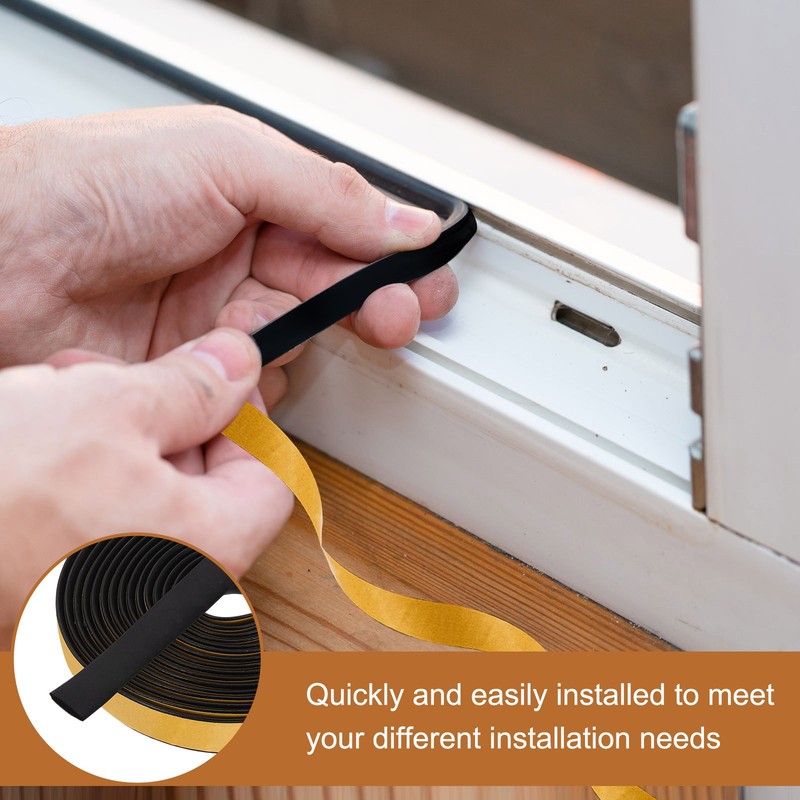 16.4FT Solid Rubber Weather Stripping, Self Adhesive EPDM Seals Strips gallery