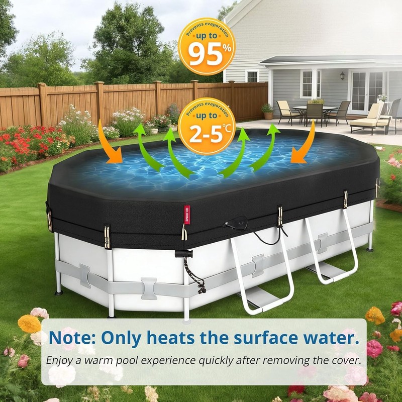 12x22 ft Oval Pool Cover Windproof Tear-Resistant Waterproof Black gallery