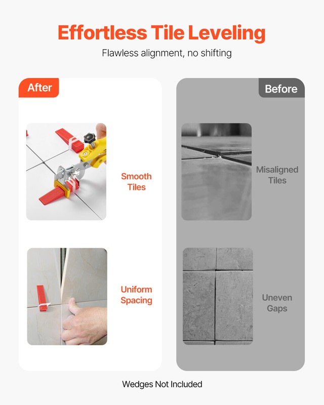 Tile Leveling System 1/8" (3 mm) 700pcs Tile Spacers+200 Reusable Wedges 1 Plier gallery