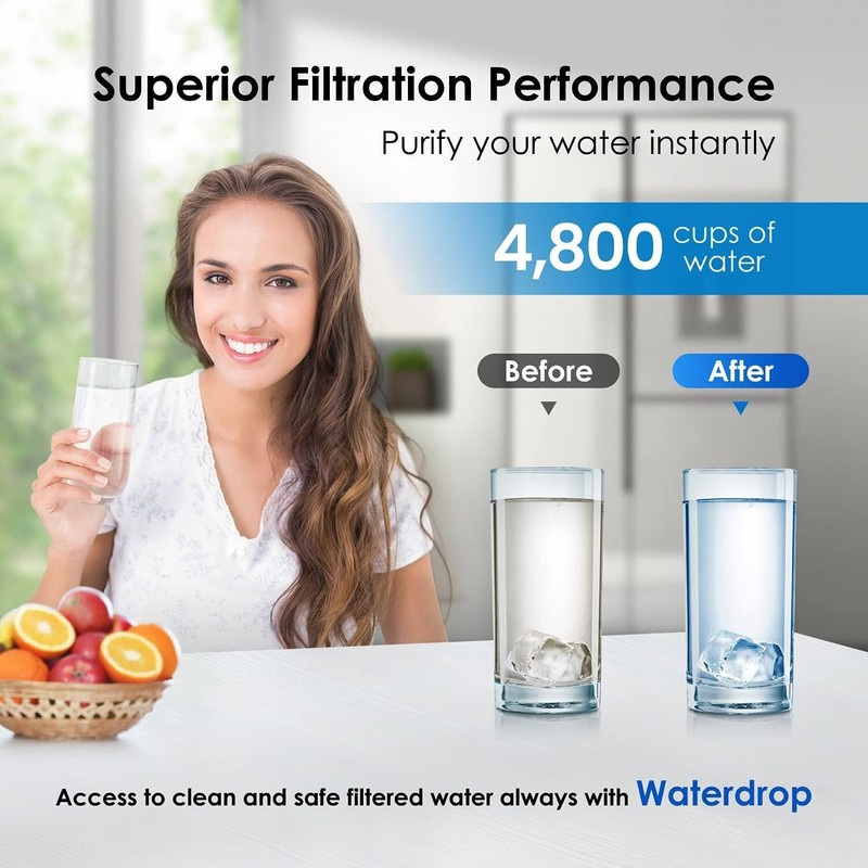 Waterdrop MSWF Refrigerator Water Filter, Replacement for GE® MSWF, Pack of 3 gallery