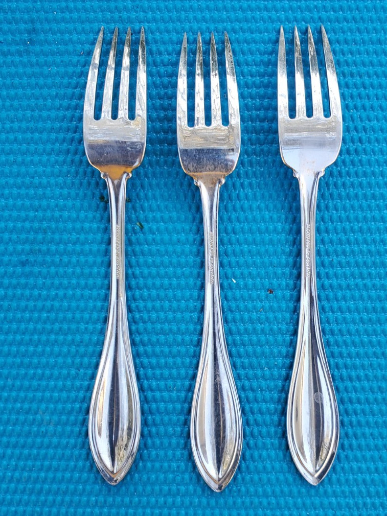 3-Oneida ARBOR AMERICAN HARMONY Stainless Beaded DINNER FORKS 7 3/8" gallery