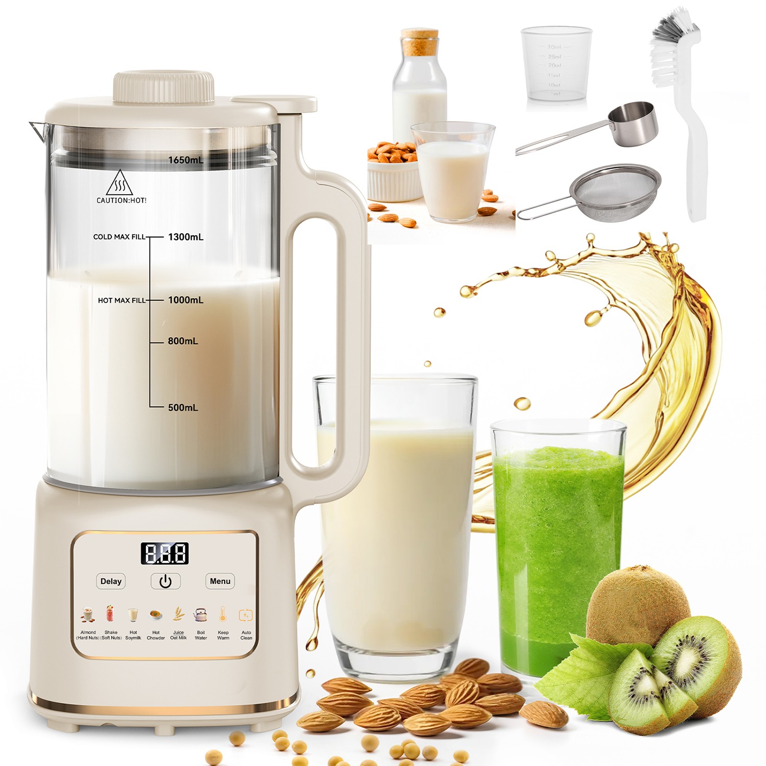 55oz Nut Milk Maker Machine for Almond,Oat, Soy Milk Maker Keep Warm,Boil Water gallery
