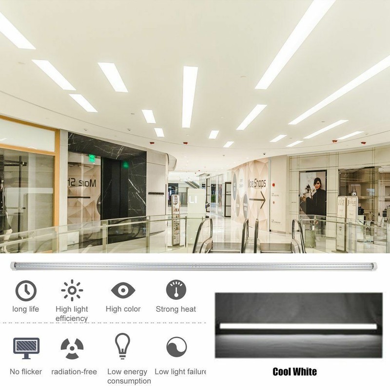 T8 LED Tube Light 4 Rows V Shape LED 8FT 120W linkable led shop light Tube 6PACK gallery