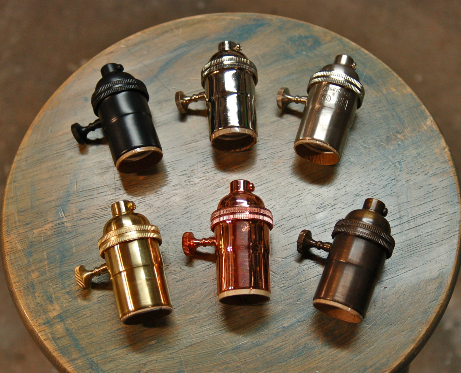 Solid Brass Light Socket 6 Finishes, Vintage Industrial Lamps Pendants 3way Knob gallery