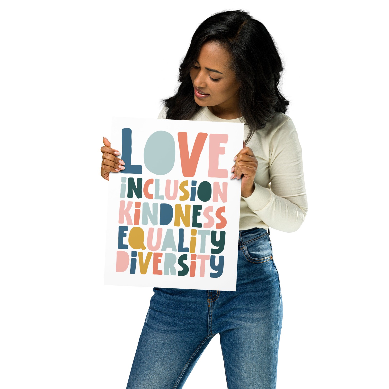 Love Inclusion Kindness Equality Diversity Poster, Human Rights Wall Art gallery