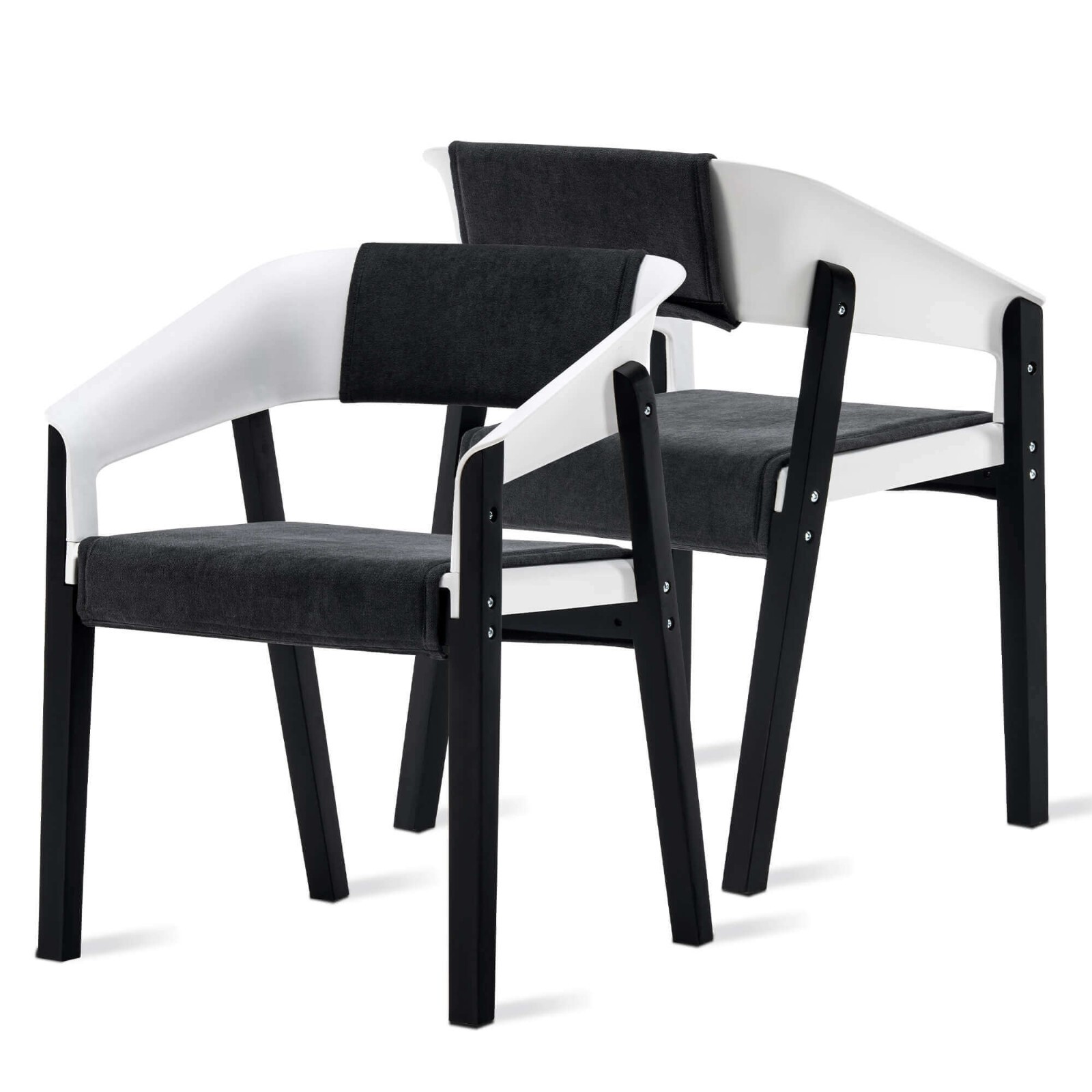 2PCS Dining Chairs with Wood Leg, Outdoor Plastic Kitchen Chair for Dinner gallery
