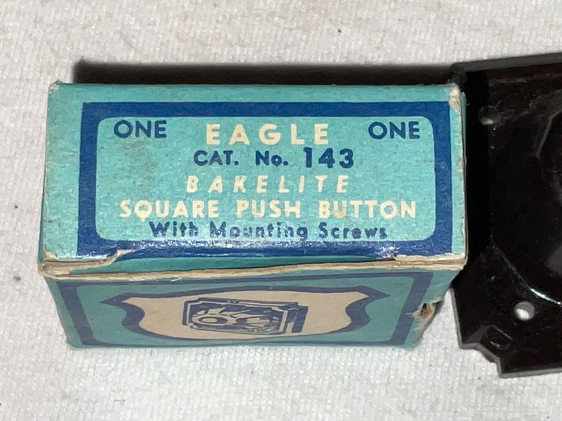 EAGLE No 143 Bakelite Brown Push Button Wired Doorbell New Old Stock ELECTRICAL gallery