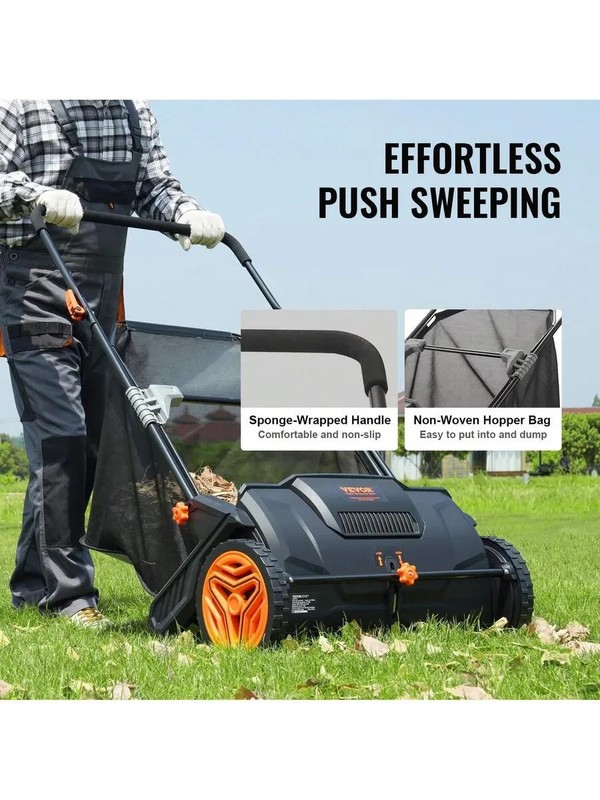 VEVOR Lawn Sweeper Push Leaf Grass Collector 21" - Black (S35CUFT21INCHNVK3) gallery