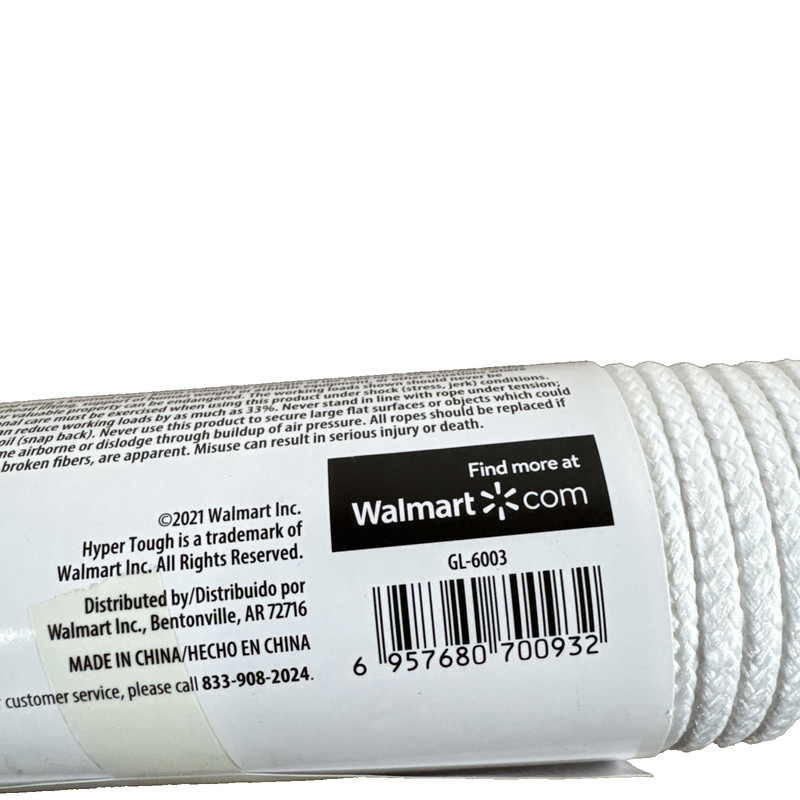 NEW Hyper Tough Poly Blend Diamond Braid Rope White 7/32" x100' 24lbs Load Limit gallery