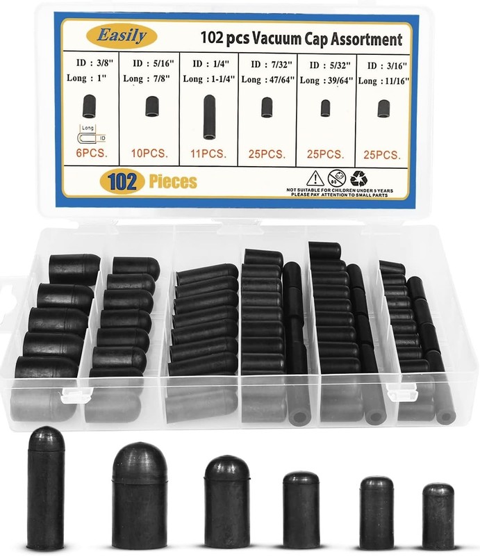 High-Quality Rubber Vacuum Caps - 102 PCS Assorted for Tight Seals & Safety gallery