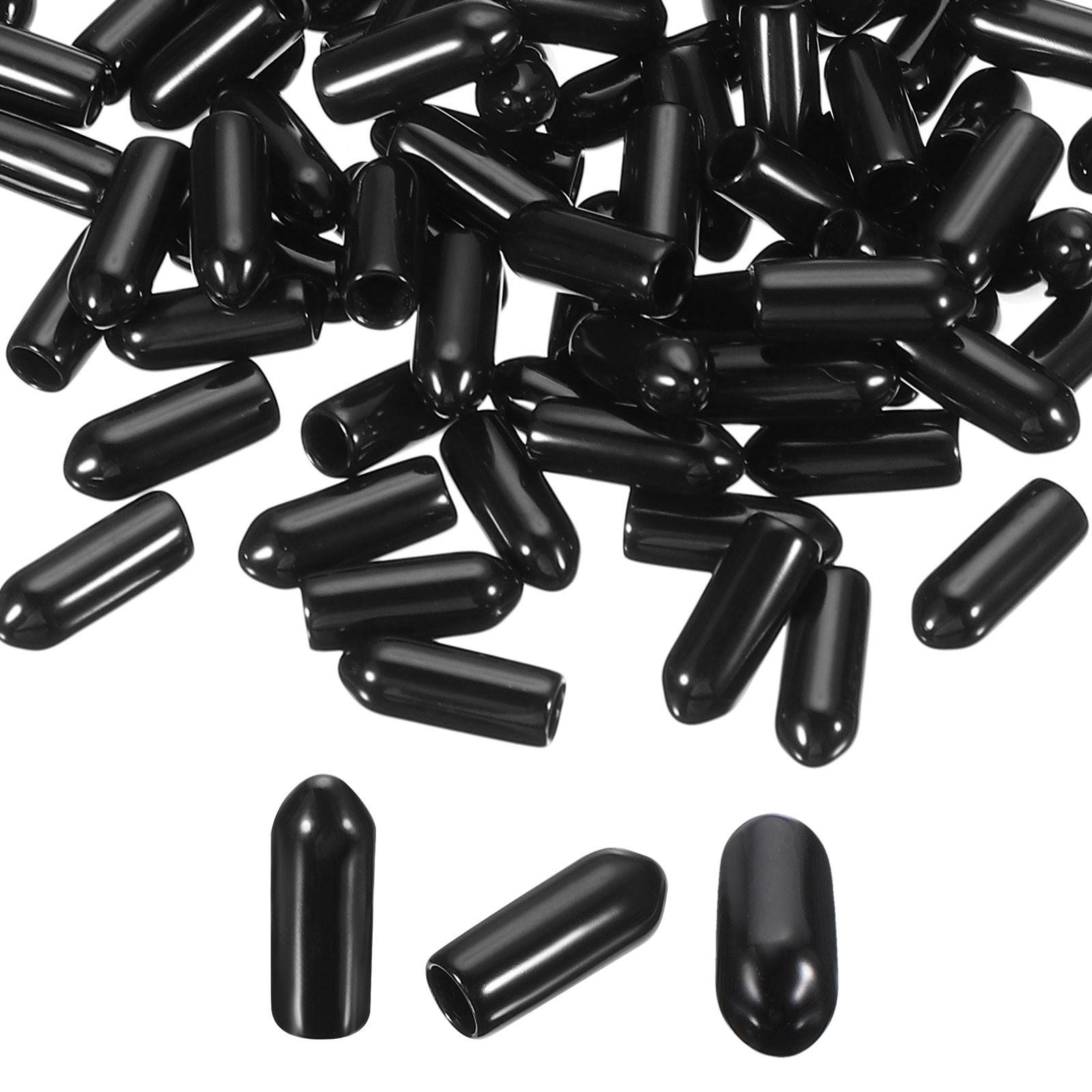 100pcs Pegboard Hook Tip Protector Rubber End Caps Inner Dia 4mm Black gallery