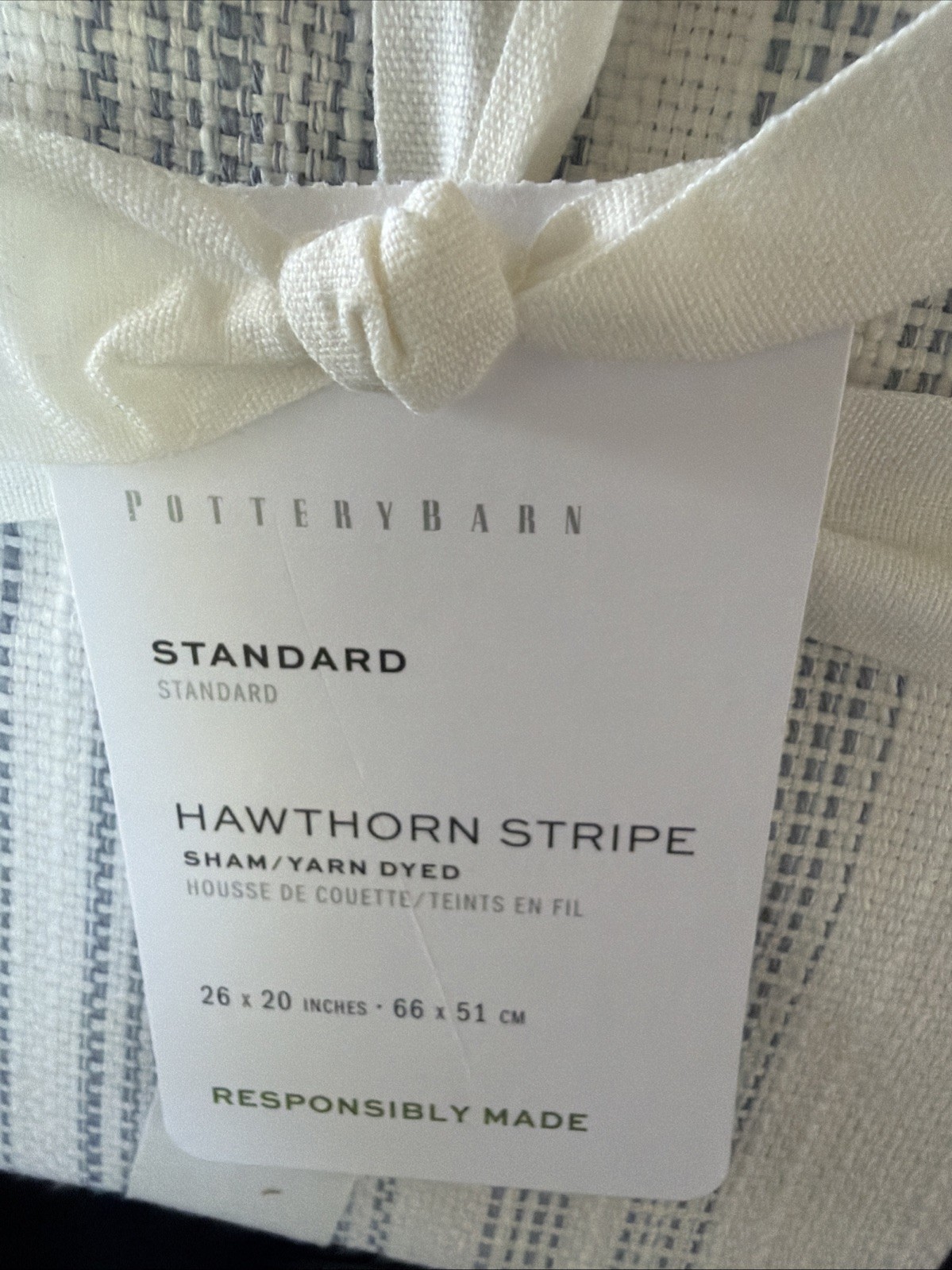 3 PCs Set POTTERY BARN HAWTHORN STRIPE QUEEN DUVET COVER + 2 STND SHAMS CHAMBRAY gallery