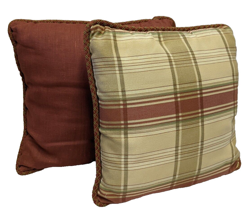 Gold and Rust Plaid Front Rust Back Decorative Pillow 17 x 17 gallery