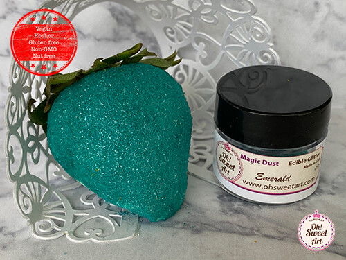 Edible Glitter dust DEEP EMERALD ( 6 grams ) Magic dust , Kosher, Gluten FDA gallery