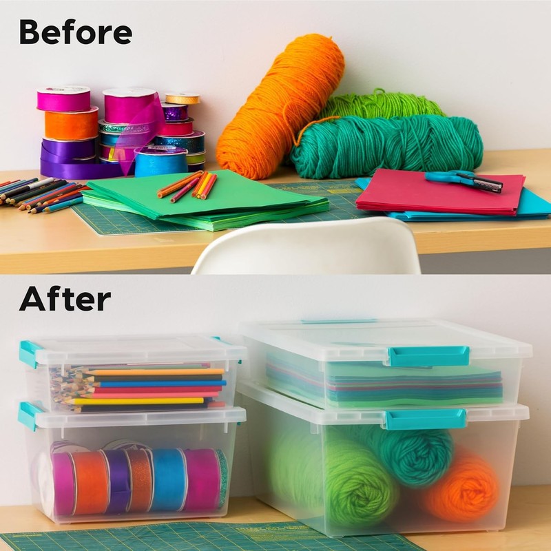 Stackable Plastic Storage Bins Craft Organizer Containers With Latching Lids gallery