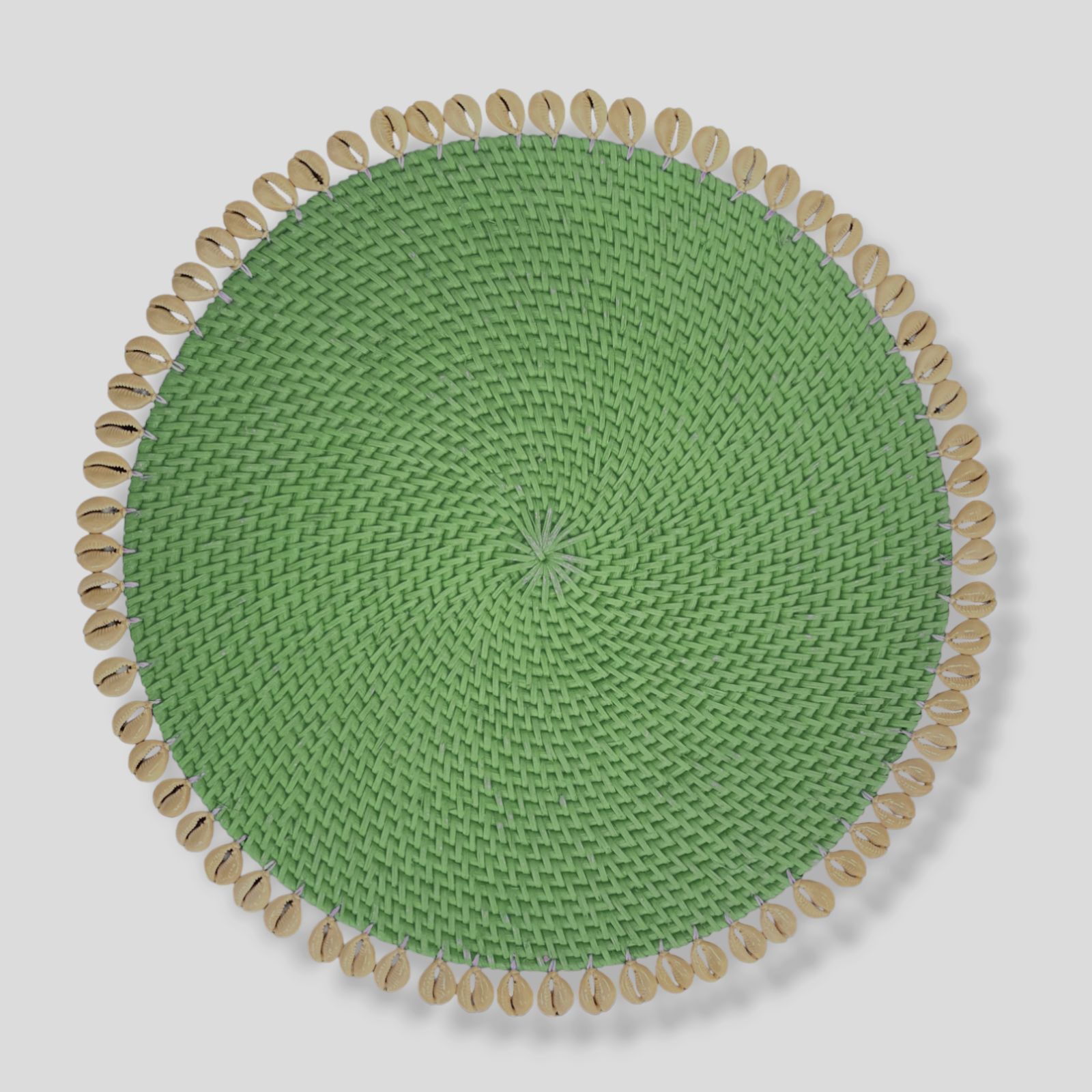 $205 Mode Living Light Green Capiz Shell Border Rattan Placemats Set of 4pc gallery