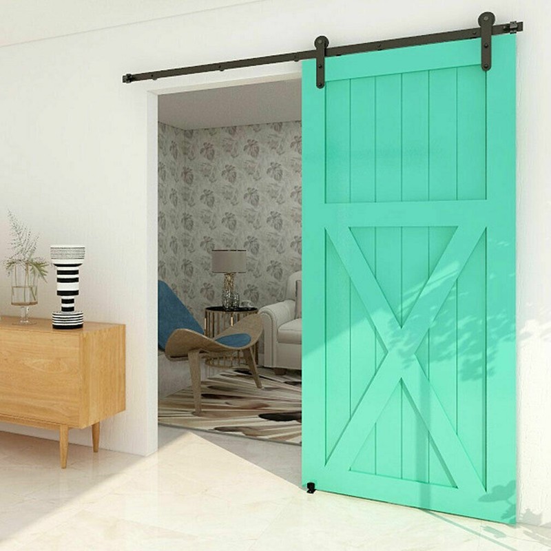 Sliding Barn Door Hardware Track Kit 4FT/5FT/6FT/6.6FT/8FT for Single Wood Door gallery