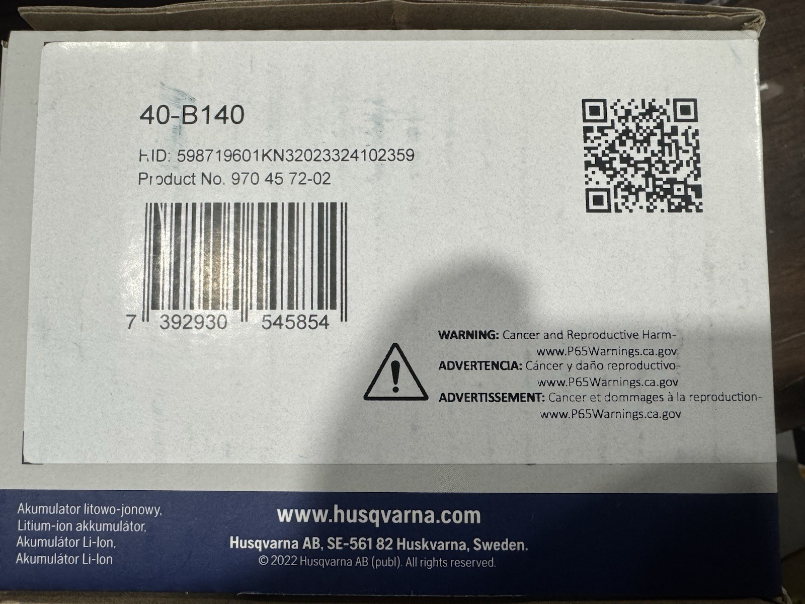 All Husqvarna tool Li-Ion Battery B140 36V 4.0 Ah 144Wh Battery (40-B140) gallery