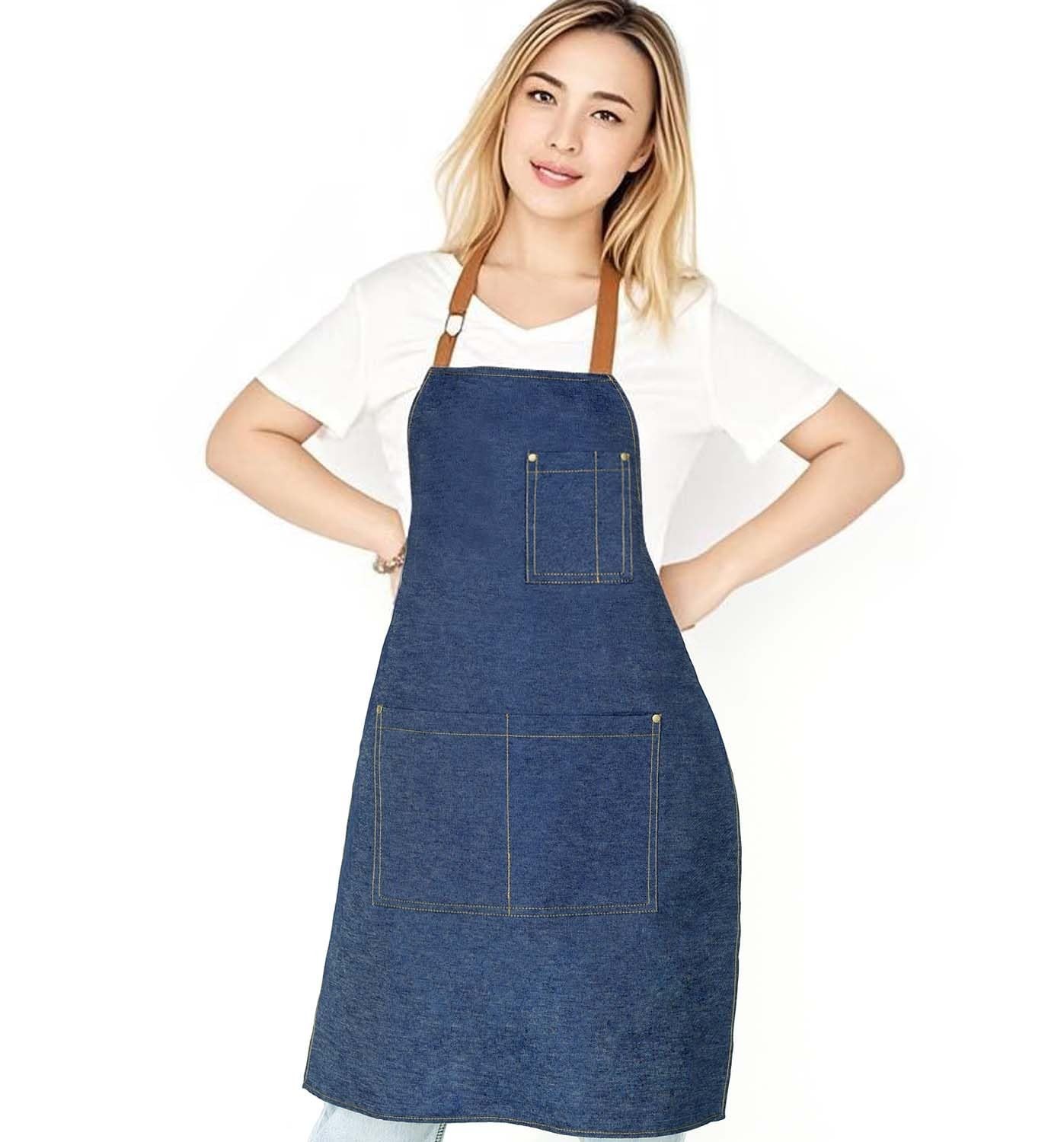 Adjustable Bib Apron with 2 Pockets for Chef Cooking Kitchen Restaurant gallery