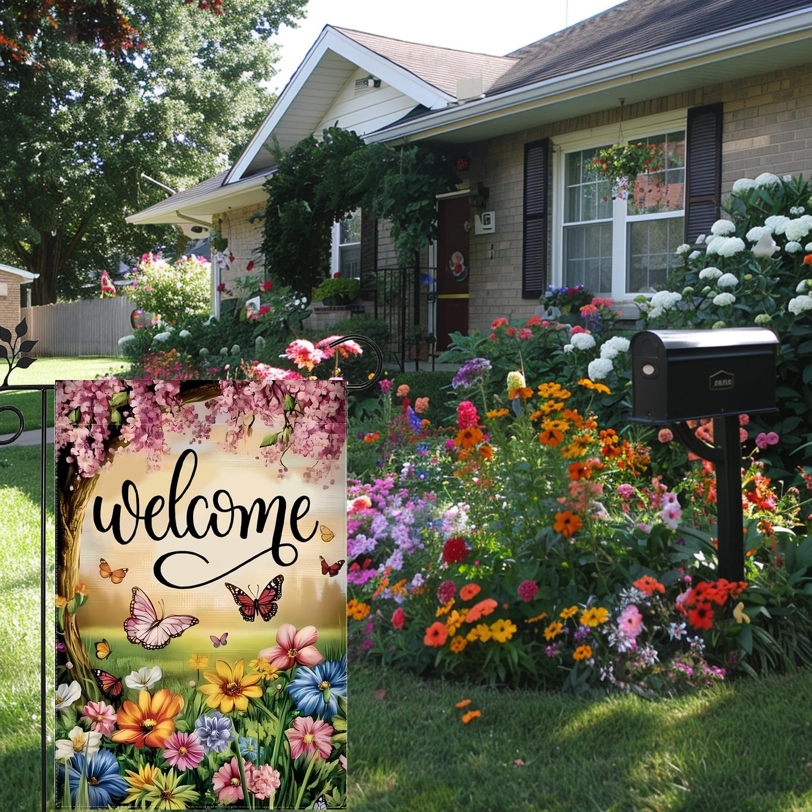 Spring Summer Garden Flags 12x18 Inch Double Sided, Burlap Seasonal Farmhouse... gallery