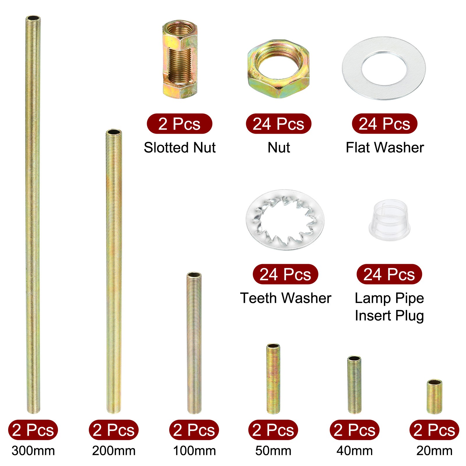 2 Set 1/8IP Thread Lamp Repair Hardware Assortment Pack with Thread Lamp Pipe gallery